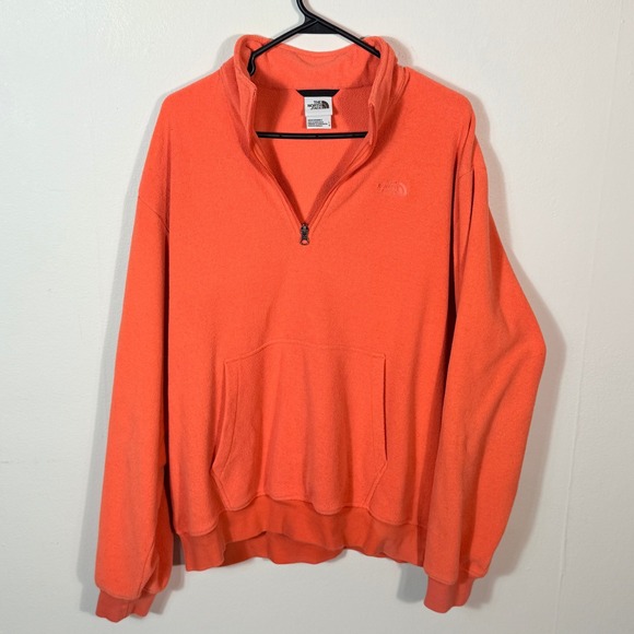 The North Face Mens Fleece 1/4 Zip Pullover Sweatshirt Orange Size Large - Picture 1 of 8